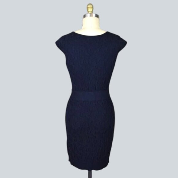 MILLY NAVY CABLE KNIT CHAIN SWEATER DRESS - Picture 4 of 7